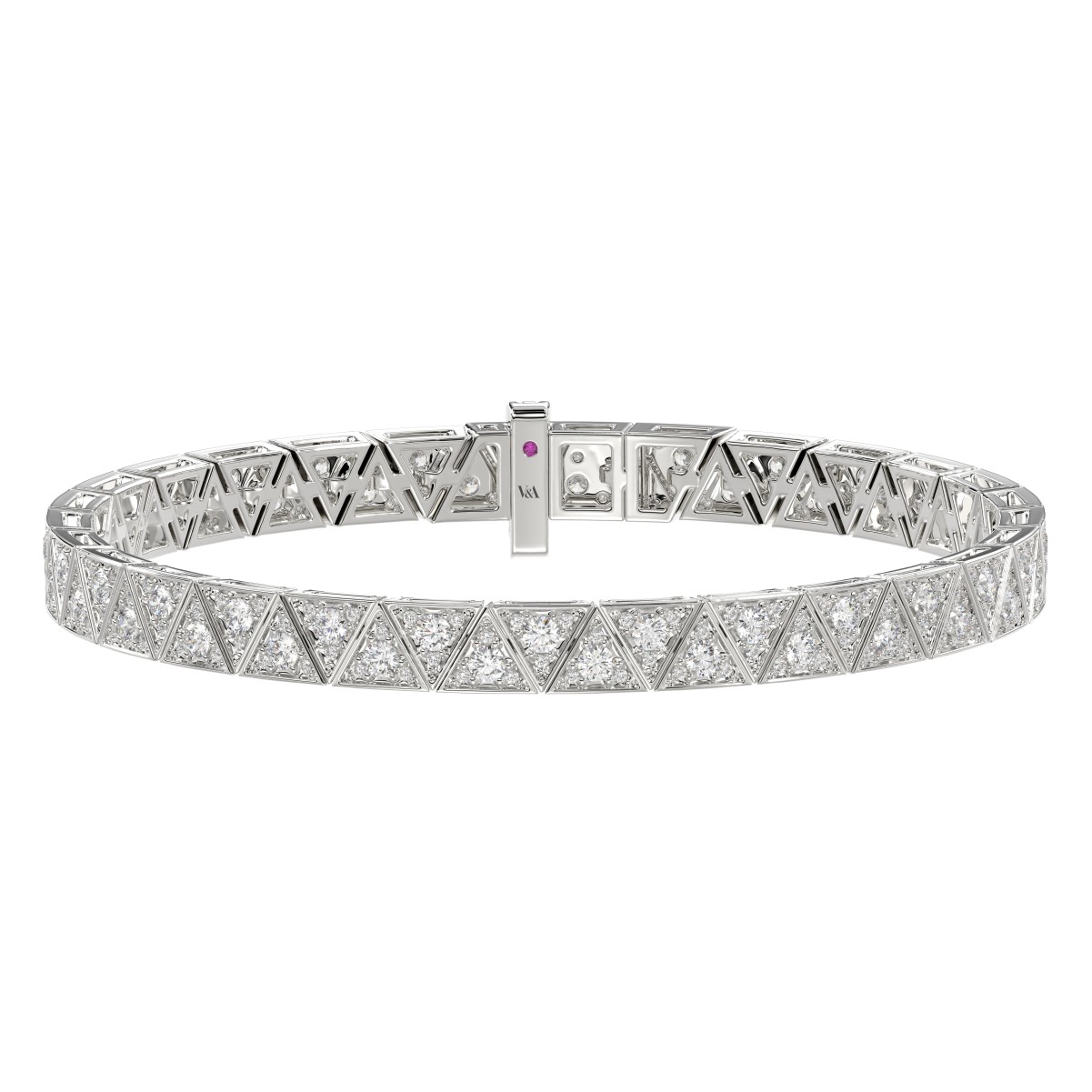 14K WHITE GOLD 3CT ROUND DIAMOND LADIES BRACELET