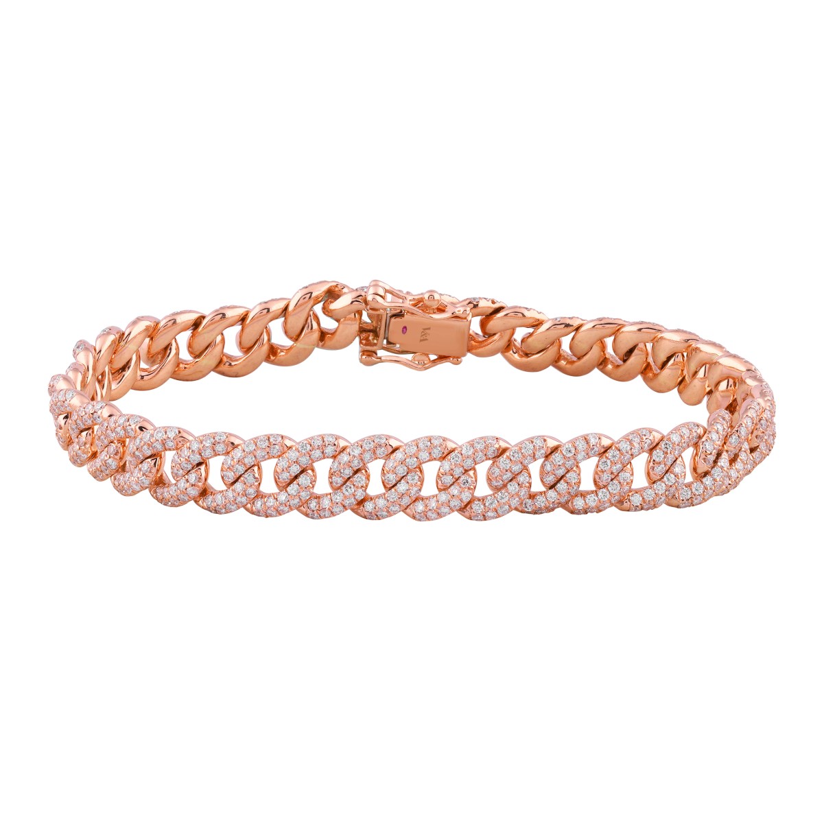 14K ROSE GOLD 4 3/4CT ROUND DIAMOND LADIES BRACELET