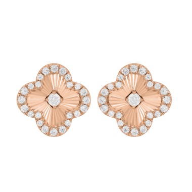 18K ROSE GOLD 1/3CT ROUND DIAMOND LADIES EARRINGS