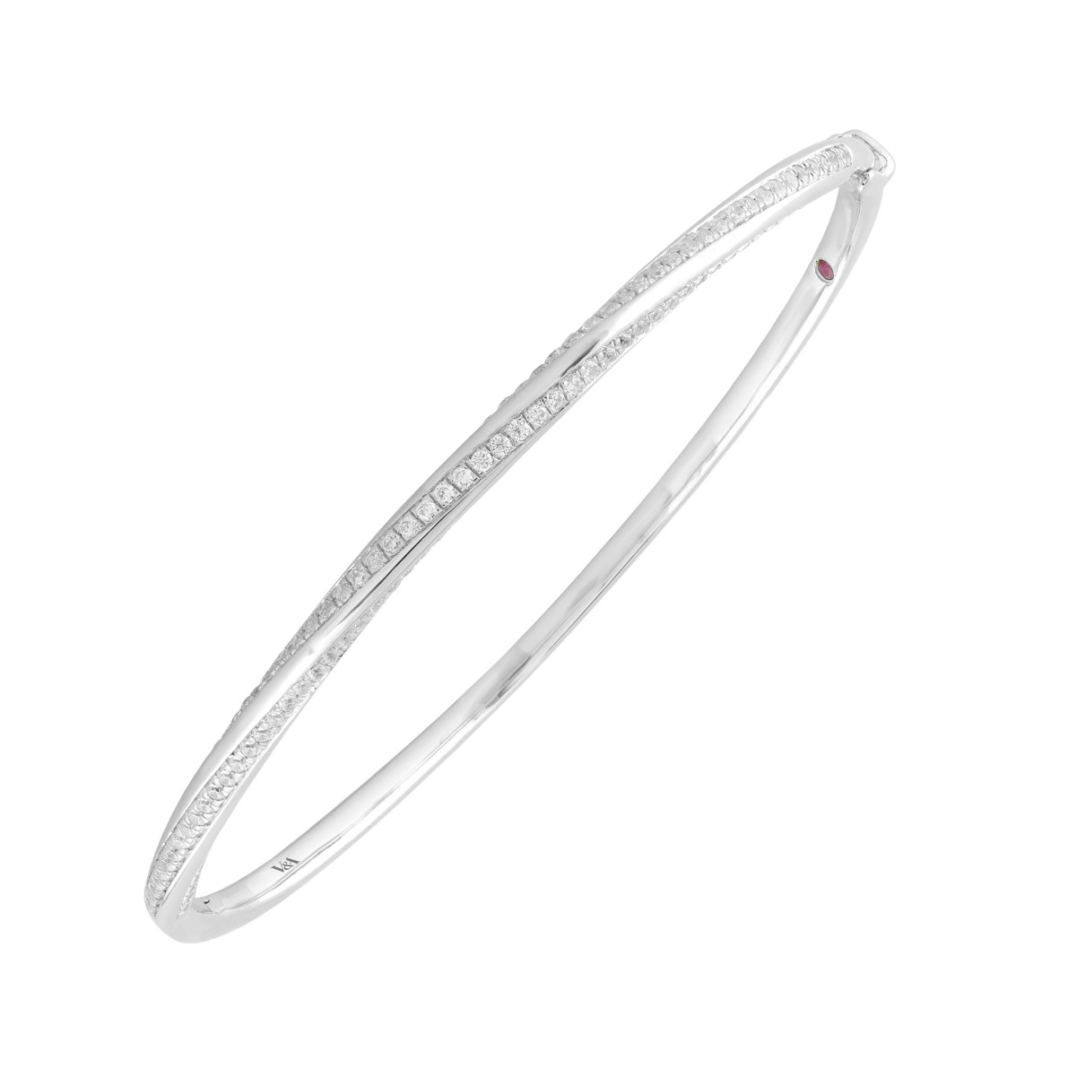 14K WHITE GOLD 1CT ROUND DIAMOND LADIES BANGLE