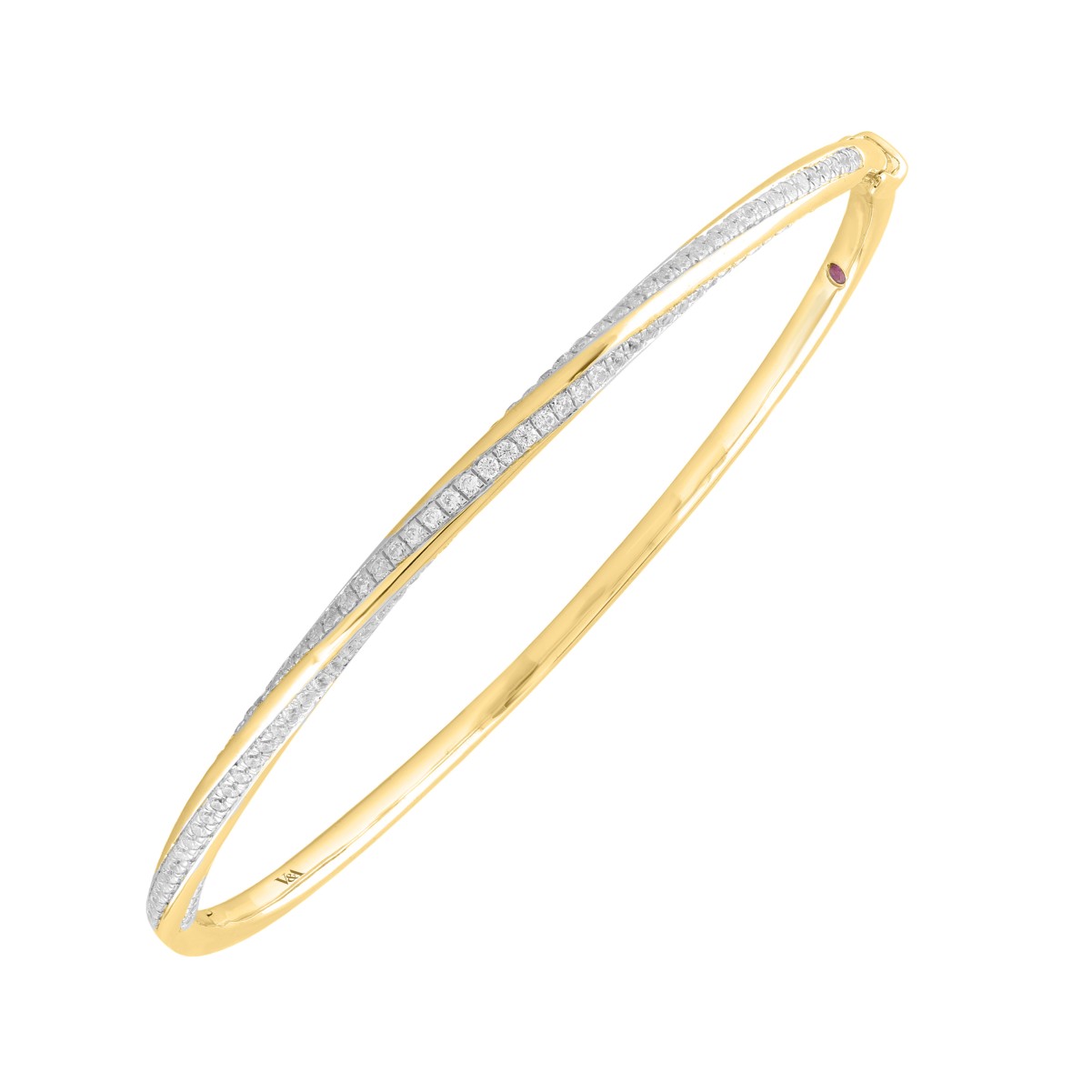 14K YELLOW GOLD 1CT ROUND DIAMOND LADIES BANGLE