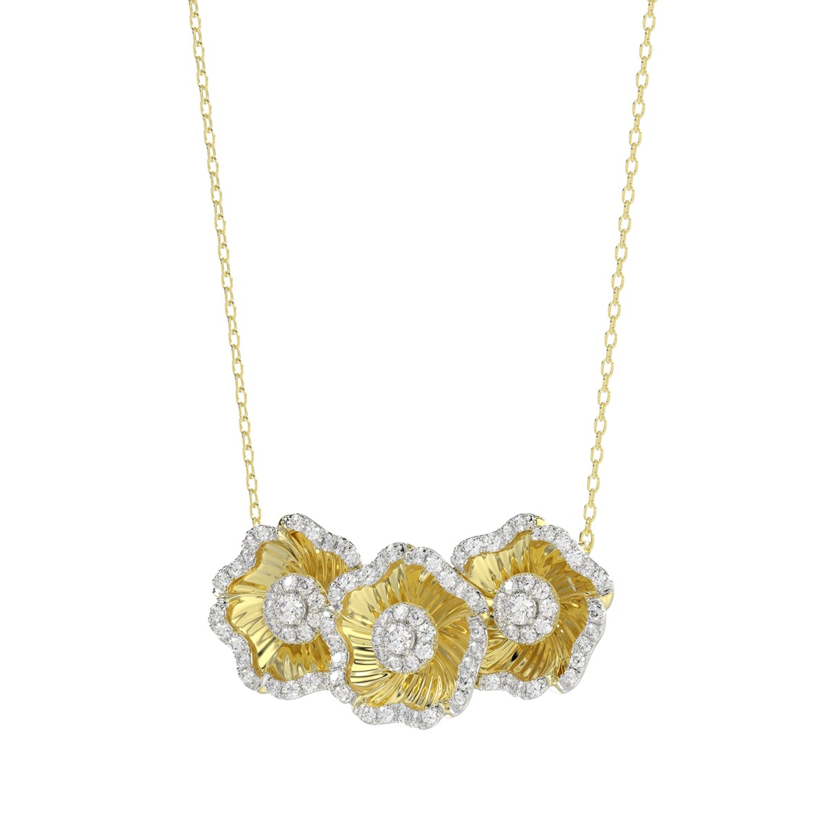 18K YELLOW GOLD 1/2CT ROUND DIAMOND LADIES NECKLACE