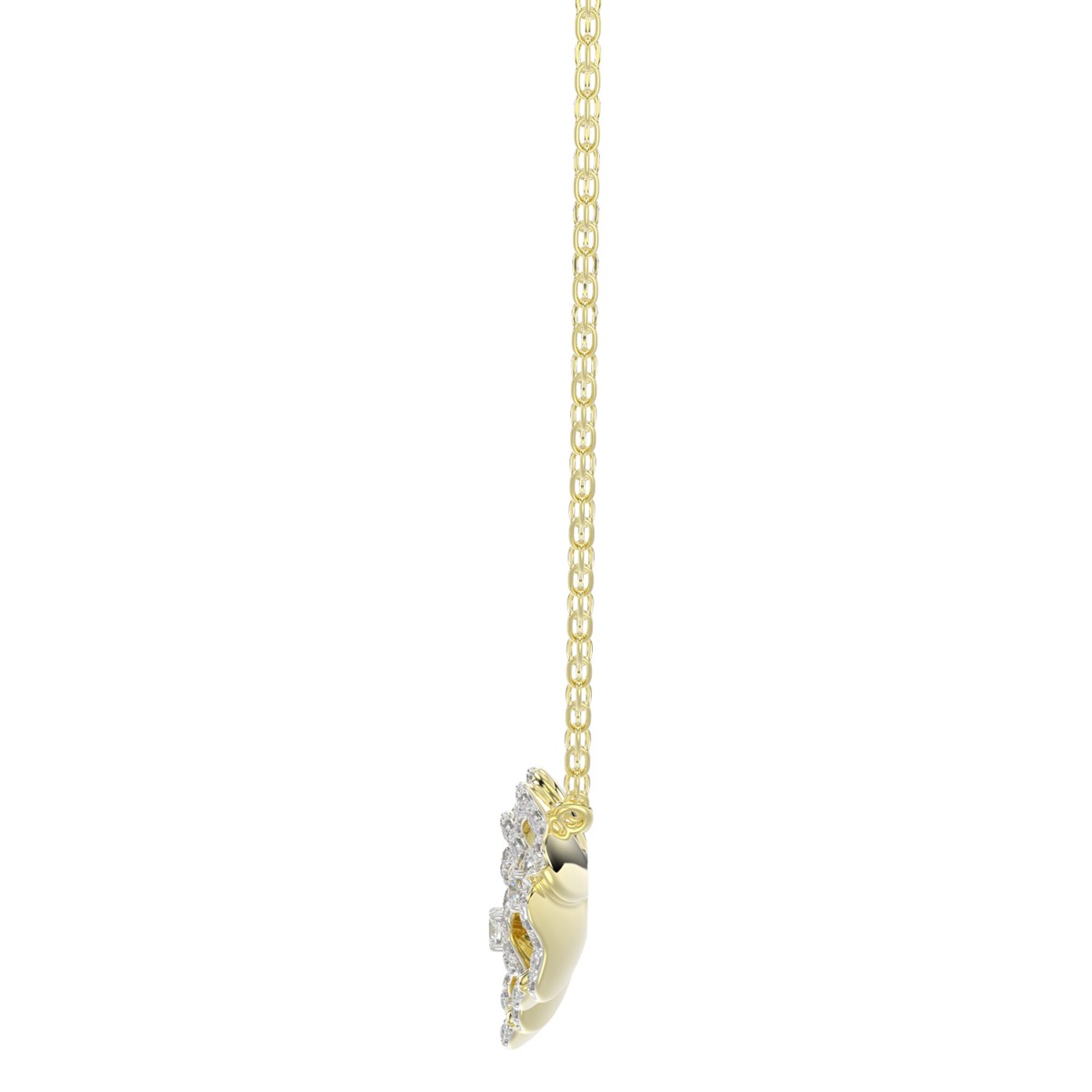 18K YELLOW GOLD 1/2CT ROUND DIAMOND LADIES NECKLACE