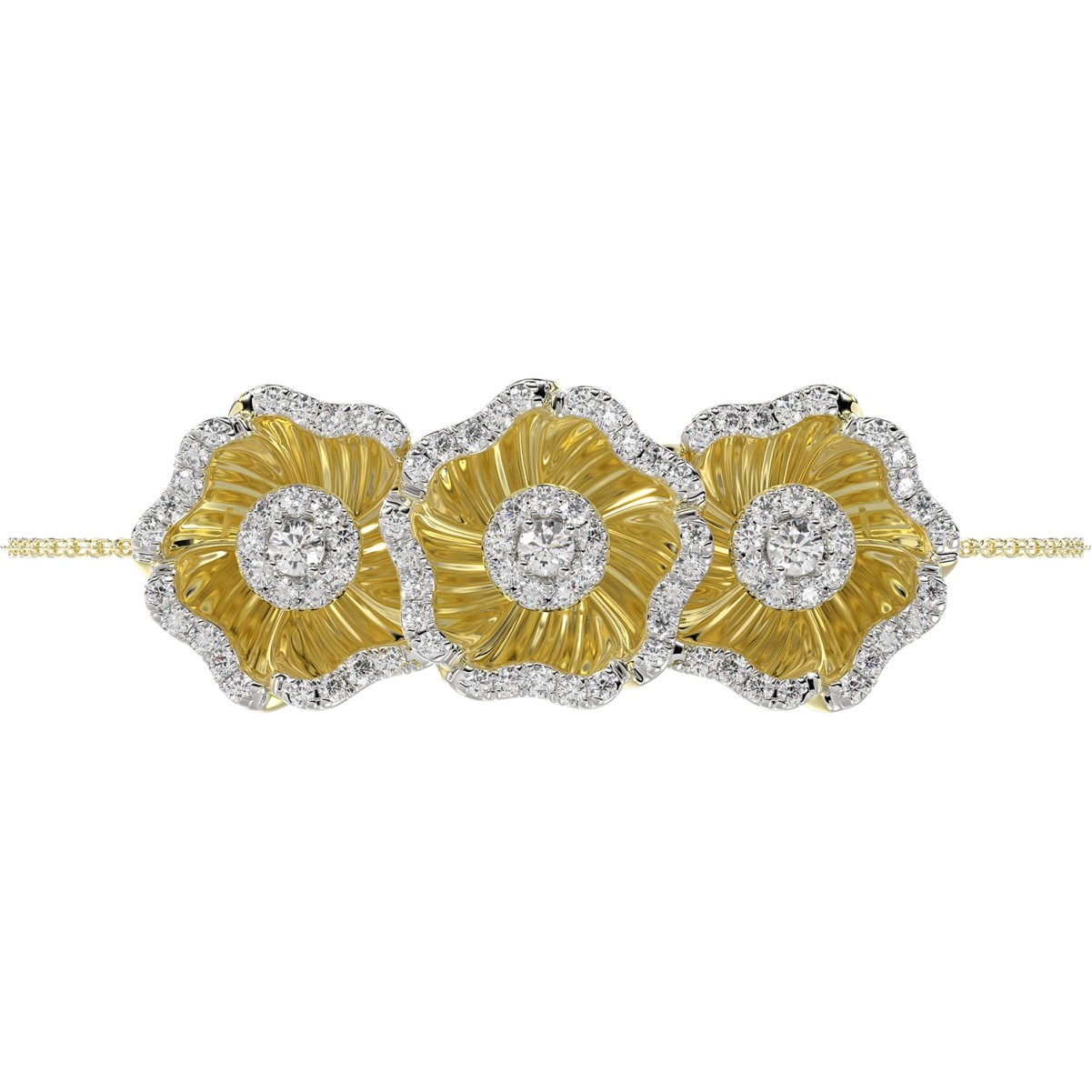 18K YELLOW GOLD 1/2CT ROUND DIAMOND LADIES BRACELET