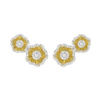 18K YELLOW GOLD 3/4CT ROUND DIAMOND LADIES EARRINGS