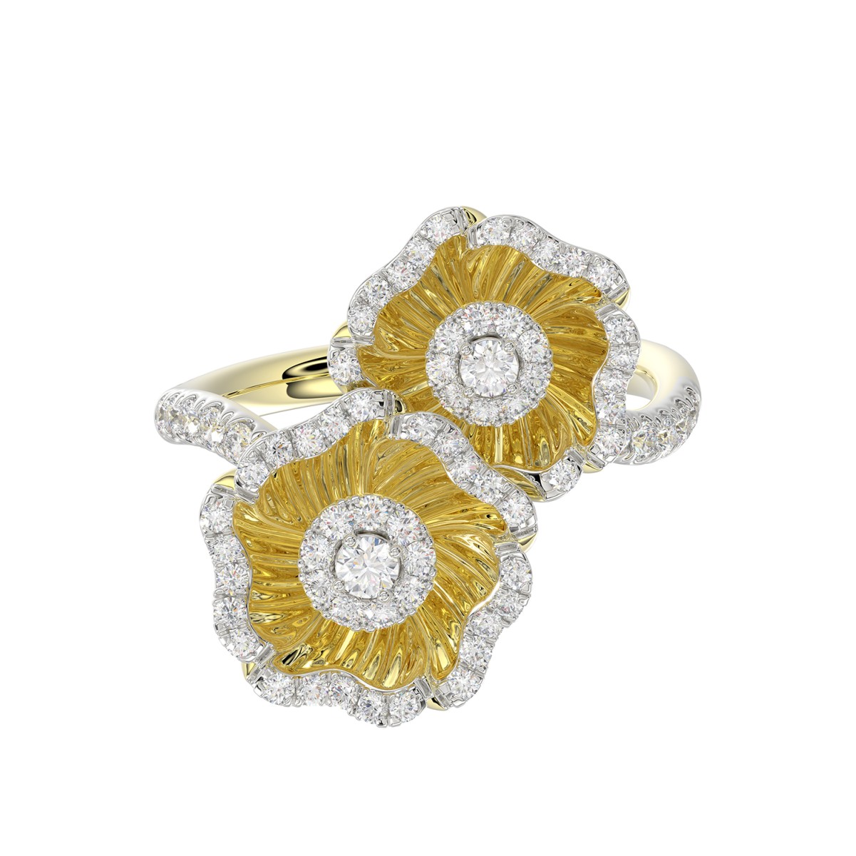 18K YELLOW GOLD 1/2CT ROUND DIAMOND LADIES RING