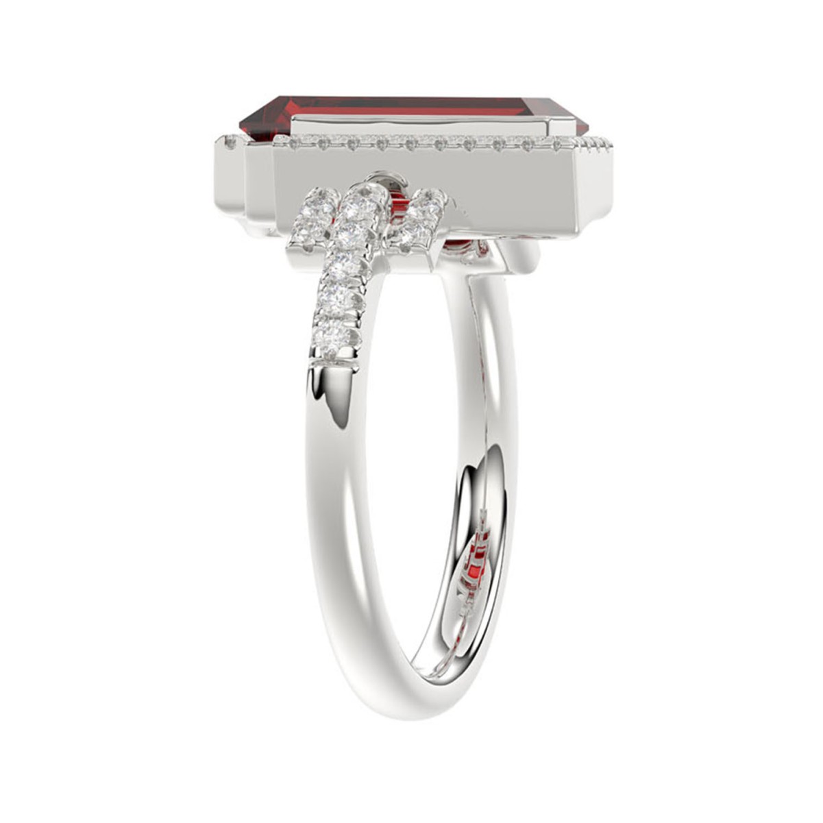 18K WHITE GOLD 4 3/8CT ROUND/ONYX DIAMOND LADIES RING(COLOR STONE RED ONYX DIAMOND 4 1/5CT)