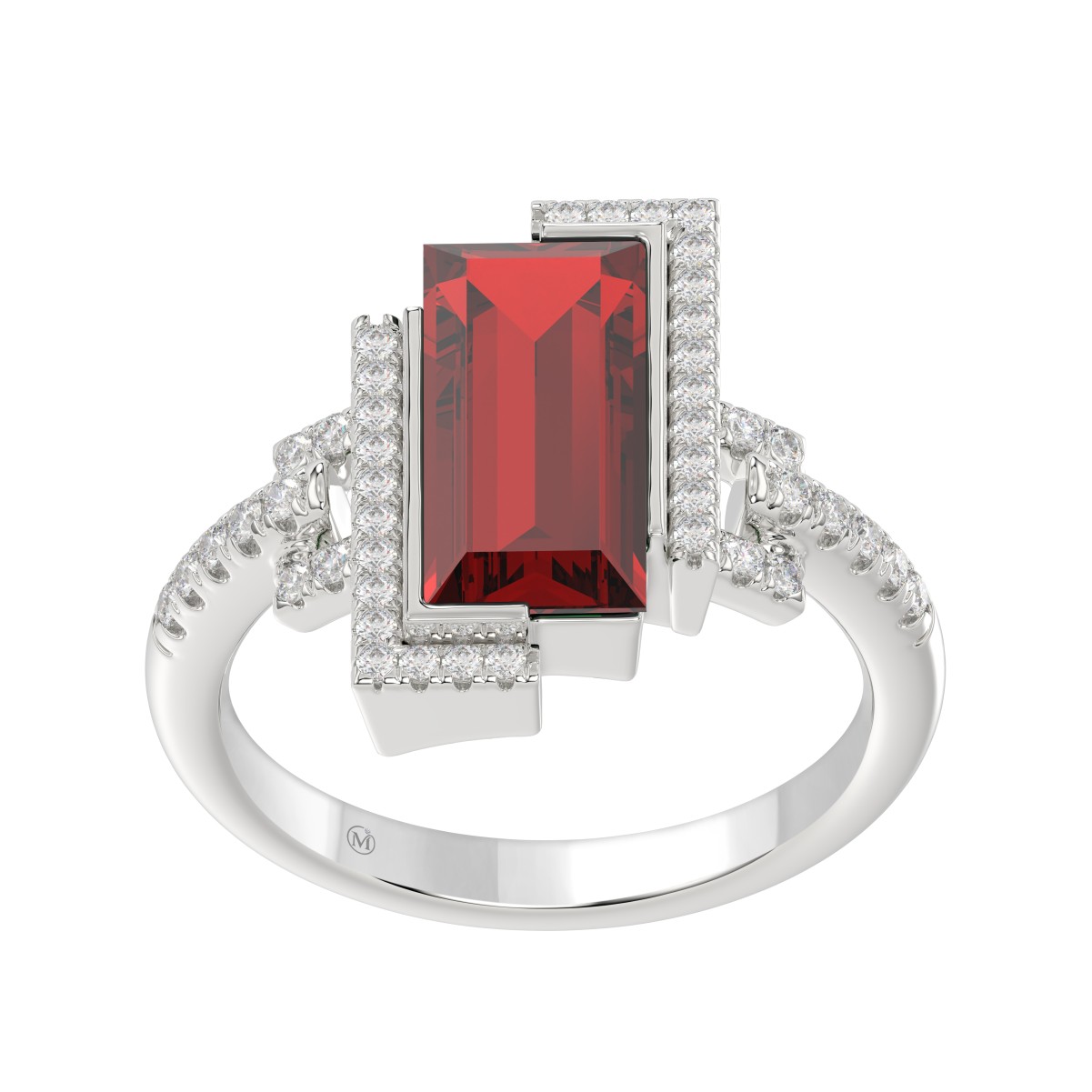 18K WHITE GOLD 4 3/8CT ROUND/ONYX DIAMOND LADIES RING(COLOR STONE RED ONYX DIAMOND 4 1/5CT)