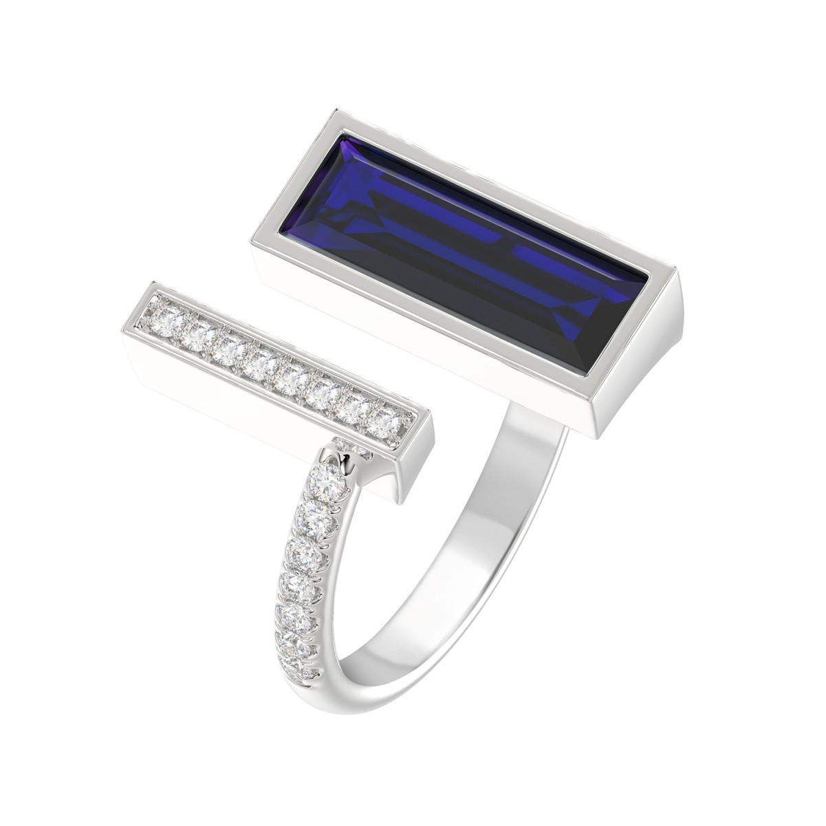 18K WHITE GOLD 1 7/8CT ROUND/ONYX DIAMOND LADIES RING(COLOR STONE BLUE ONYX DIAMOND 1 5/8CT)