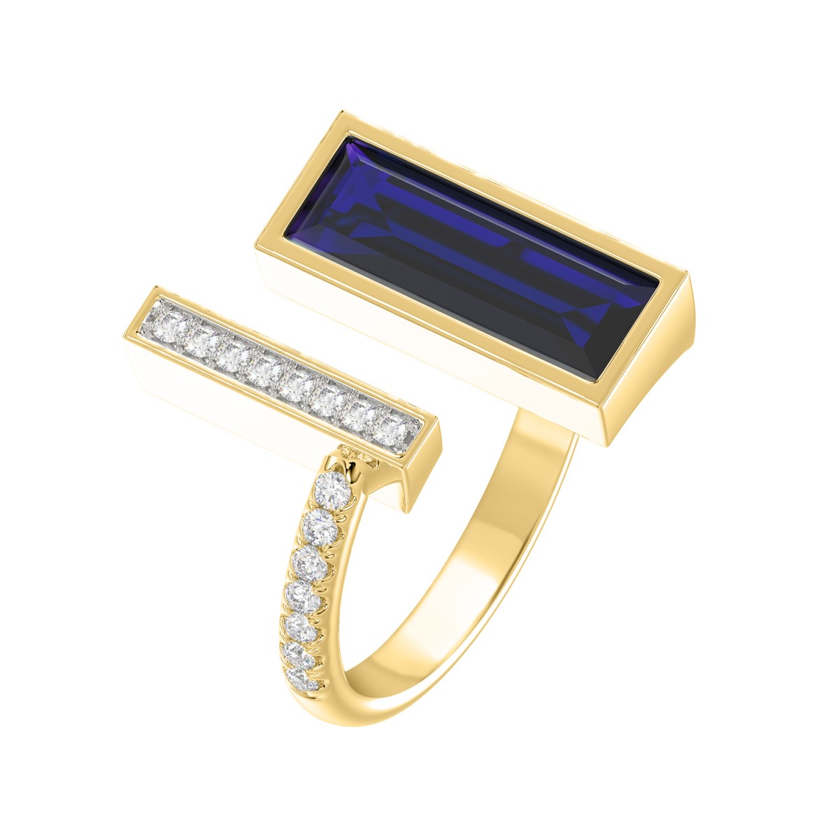 18K YELLOW GOLD 1 7/8CT ROUND/ONYX DIAMOND LADIES RING(COLOR STONE BLUE ONYX DIAMOND 1 5/8CT)