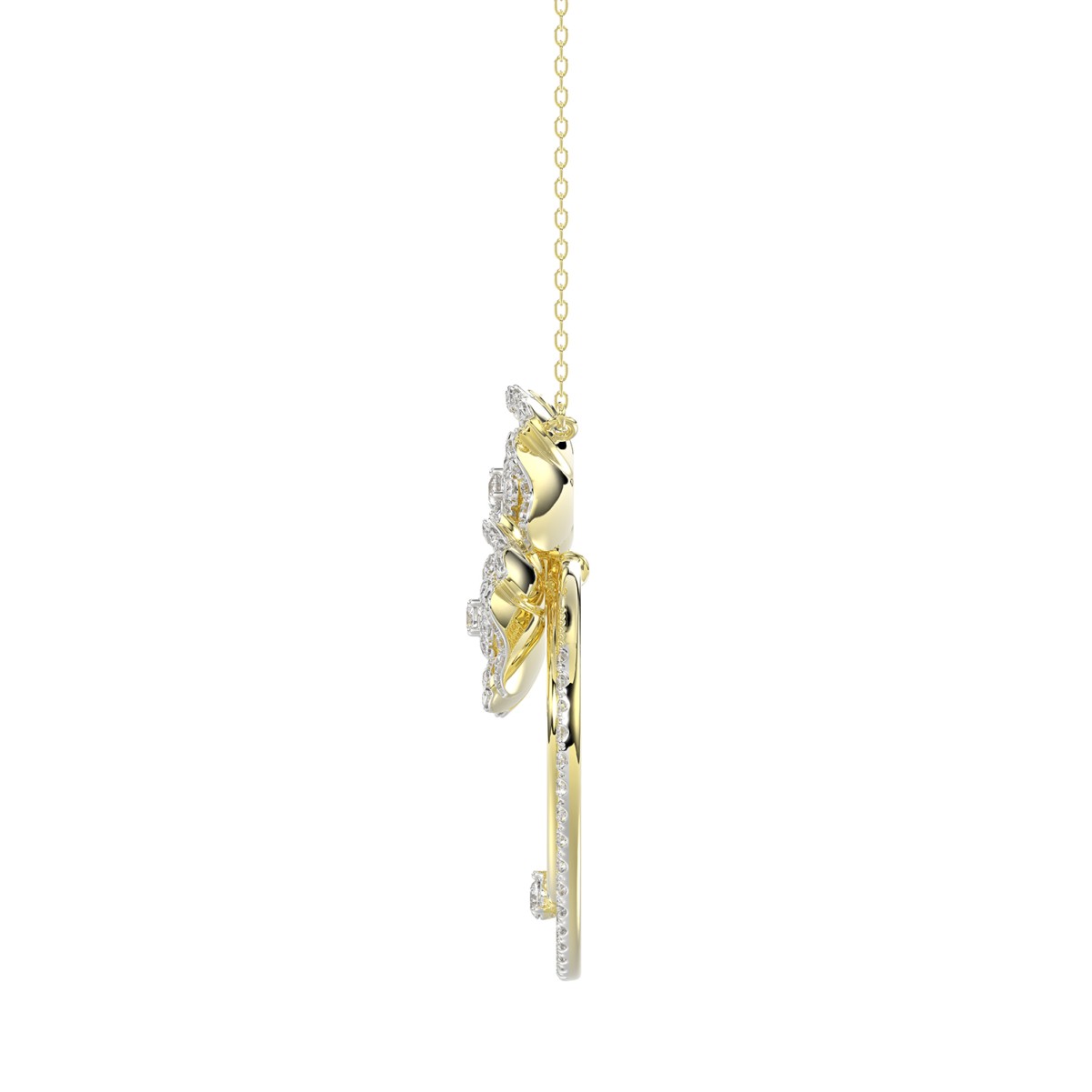 18K YELLOW GOLD 3/4CT ROUND DIAMOND LADIES PENDANT WITH CHAIN  