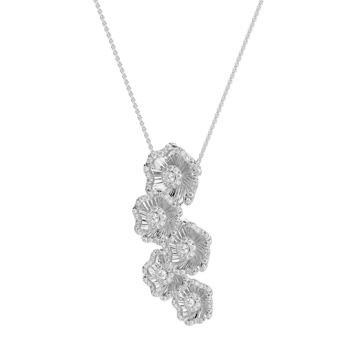 18K WHITE GOLD 1CT ROUND DIAMOND LADIES PENDANT WITH CHAIN  