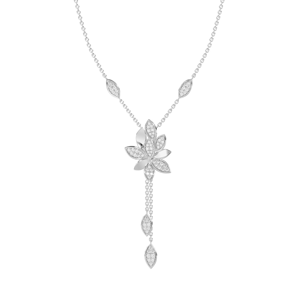 18K WHITE GOLD 3/4CT ROUND DIAMOND LADIES NECKLACE