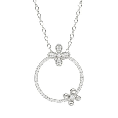 18K WHITE GOLD 1/3CT ROUND DIAMOND LADIES PENDANT WITH CHAIN 