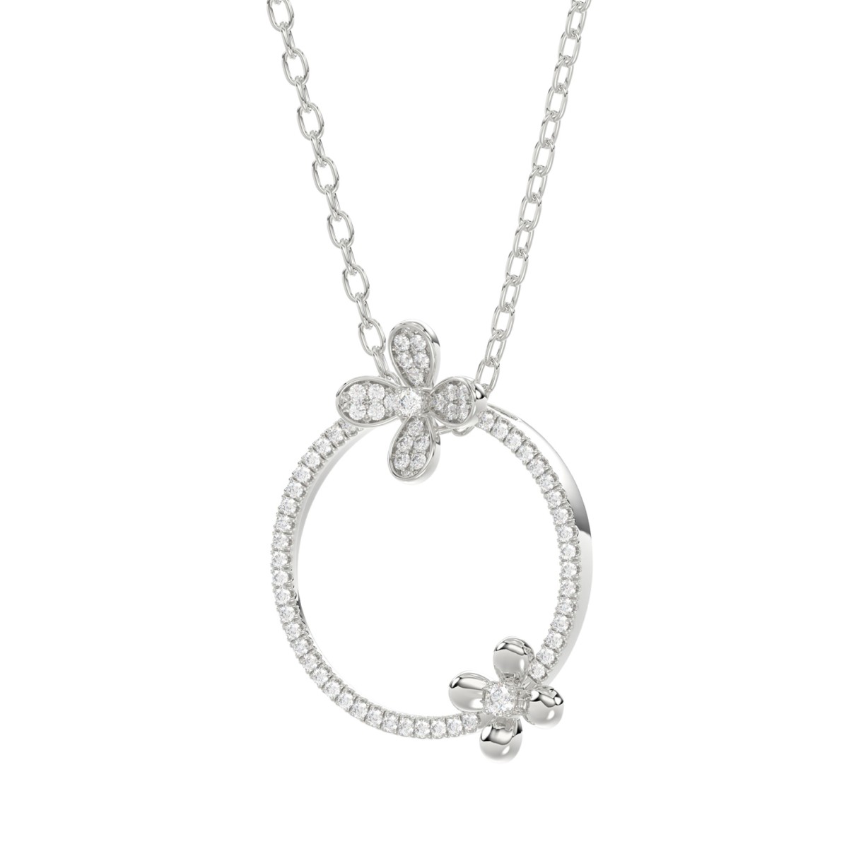 18K WHITE GOLD 1/3CT ROUND DIAMOND LADIES PENDANT WITH CHAIN 