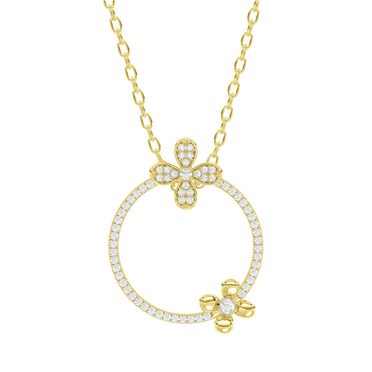 18K YELLOW GOLD 1/3CT ROUND DIAMOND LADIES PENDANT WITH CHAIN 