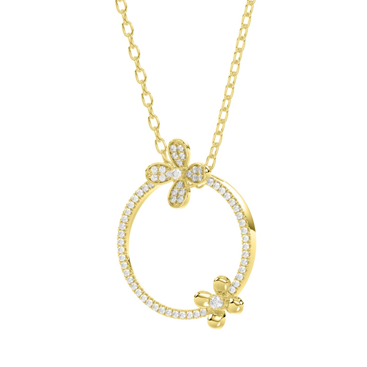 18K YELLOW GOLD 1/3CT ROUND DIAMOND LADIES PENDANT WITH CHAIN 