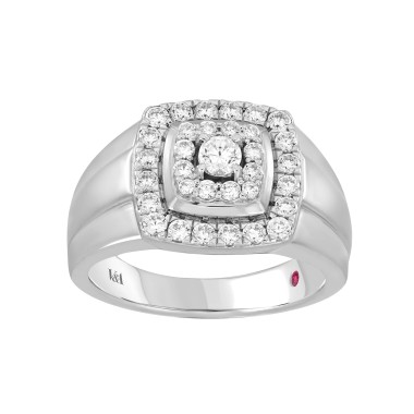 14K WHITE  GOLD 1CT ROUND DIAMOND MEN'S RINGS