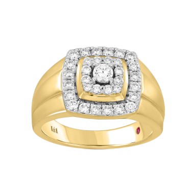 14K YELLOW GOLD 1CT ROUND DIAMOND MEN'S RINGS