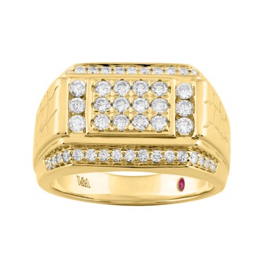 14K YELLOW GOLD 1CT ROUND DIAMOND MEN'S RINGS