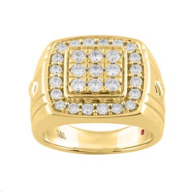 14K YELLOW GOLD 1 1/2CT ROUND DIAMOND MEN'S RINGS