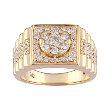 14K YELLOW GOLD 1CT ROUND DIAMOND MEN'S RINGS