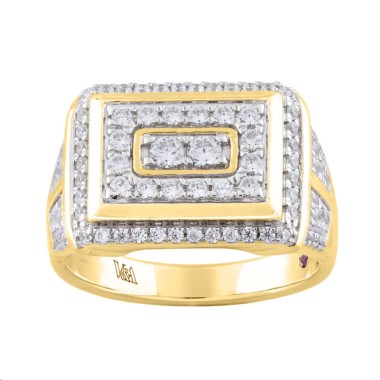 14K YELLOW GOLD 1CT ROUND DIAMOND MEN'S RINGS