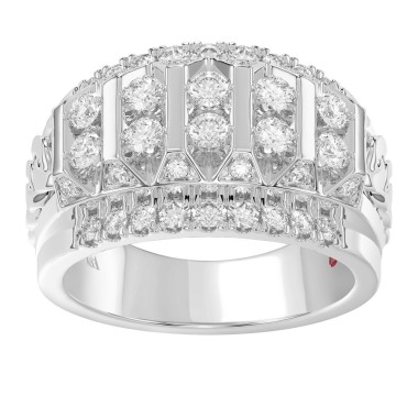 14K WHITE GOLD 1 1/2CT ROUND DIAMOND MENS RING