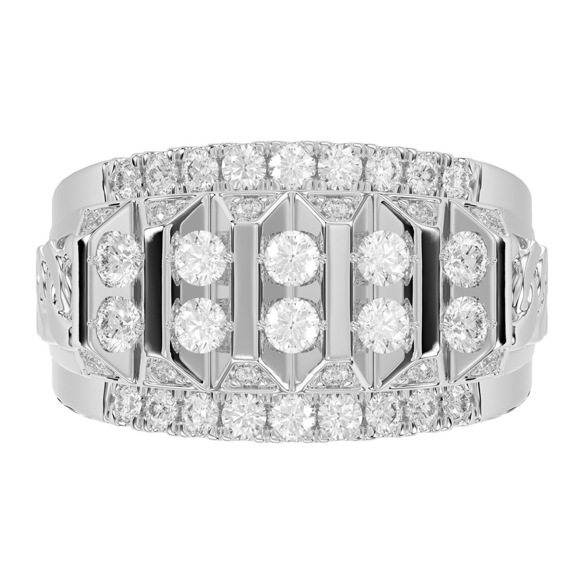 14K WHITE GOLD 1 1/2CT ROUND DIAMOND MENS RING