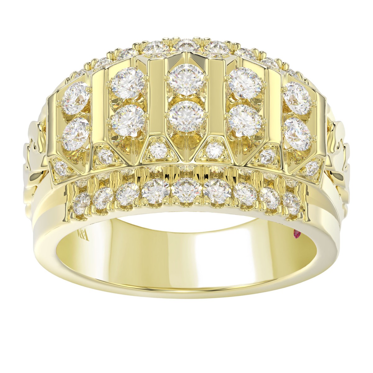 14K YELLOW GOLD 1 1/2CT ROUND DIAMOND MEN'S RINGS