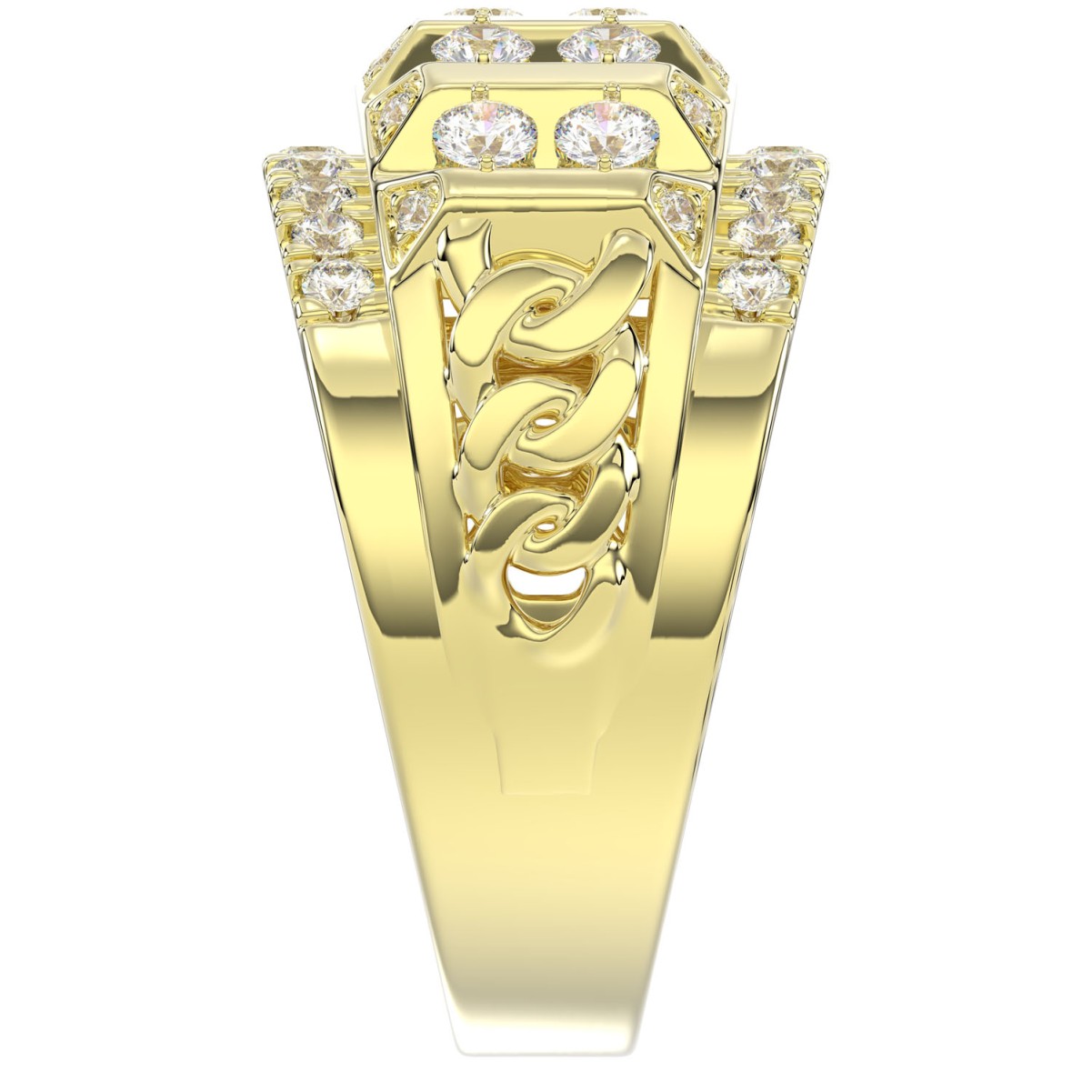 14K YELLOW GOLD 1 1/2CT ROUND DIAMOND MEN'S RINGS