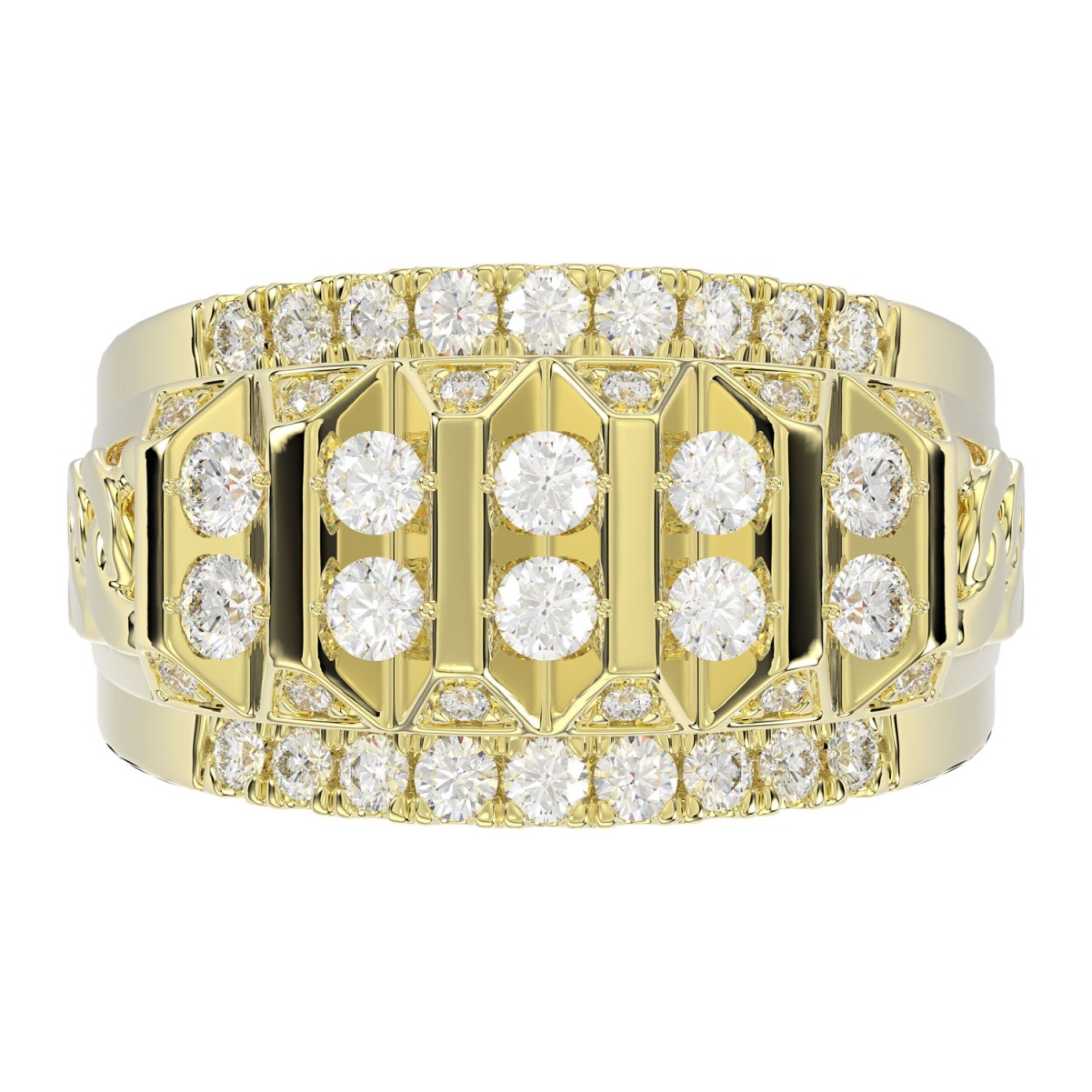 14K YELLOW GOLD 1 1/2CT ROUND DIAMOND MEN'S RINGS