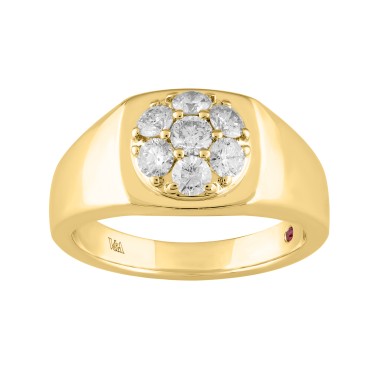 14K YELLOW GOLD 1CT ROUND DIAMOND MEN'S RINGS