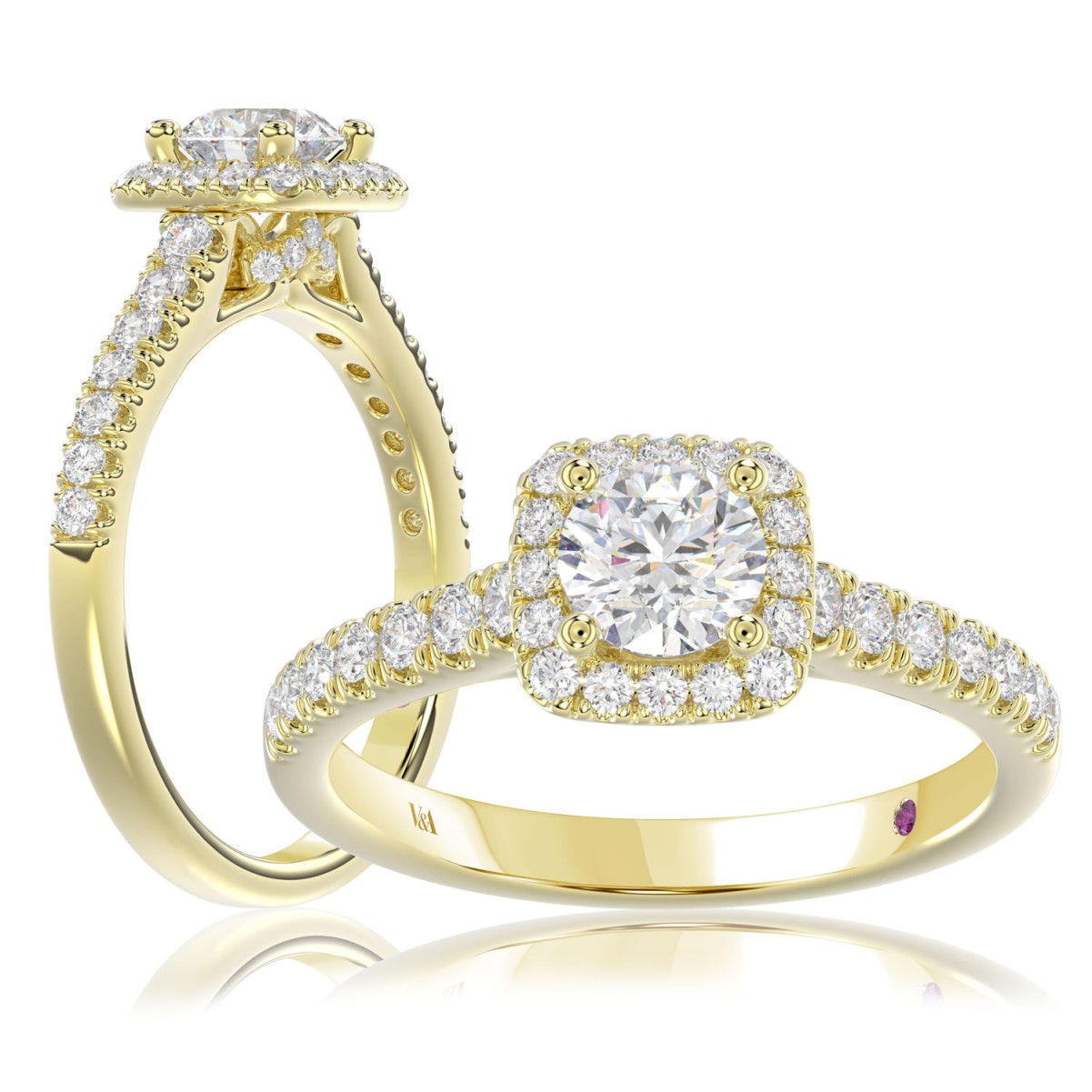 18K YELLOW GOLD 1 1/3CT ROUND DIAMOND LADIES BRIDAL SET(CENTER STONE ROUND DIAMOND 5/8CT)