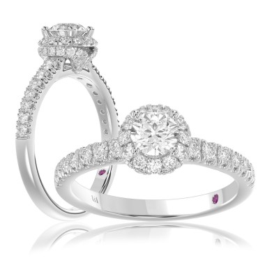 18K WHITE GOLD 1 1/3CT ROUND DIAMOND LADIES BRIDAL SET(CENTER STONE ROUND DIAMOND 1/2CT)