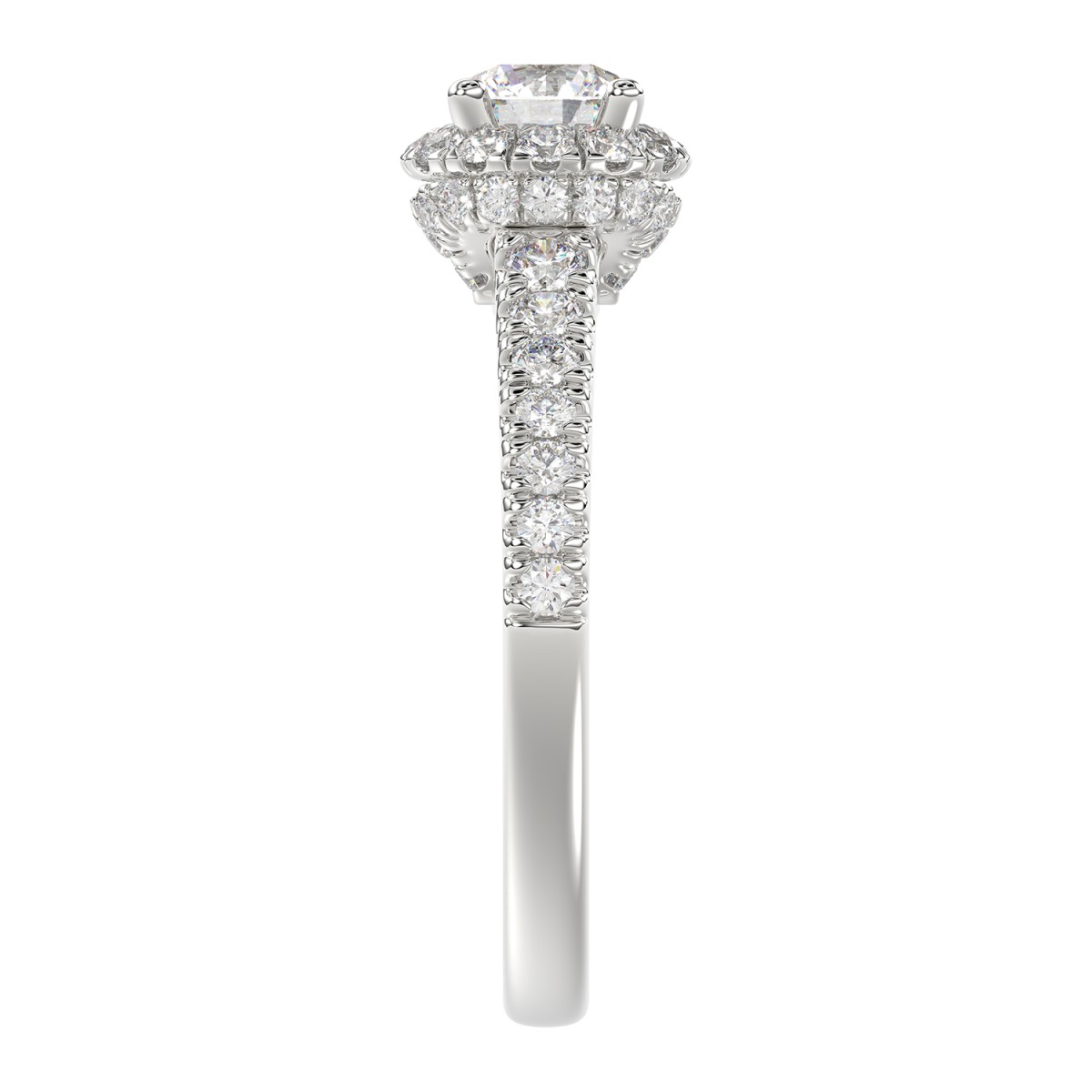 18K WHITE  GOLD 1 1/3CT ROUND DIAMOND LADIES BRIDAL SET (CENTER STONE ROUND DIAMOND 1/2CT)