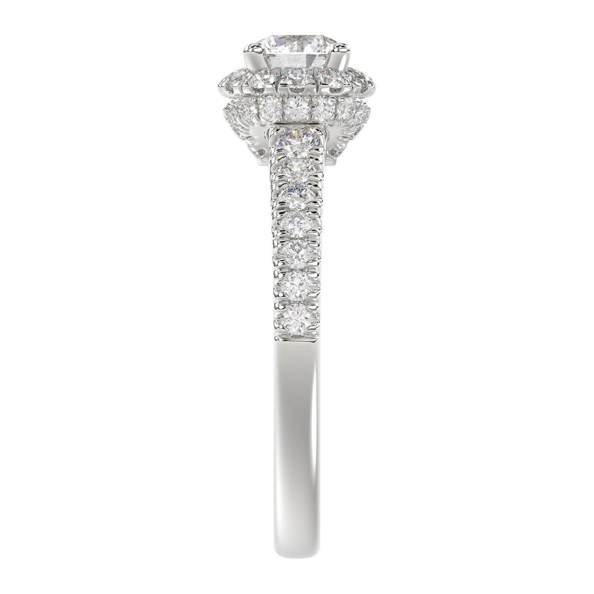 18K WHITE GOLD 1 1/3CT ROUND DIAMOND LADIES BRIDAL SET(CENTER STONE ROUND DIAMOND 1/2CT)