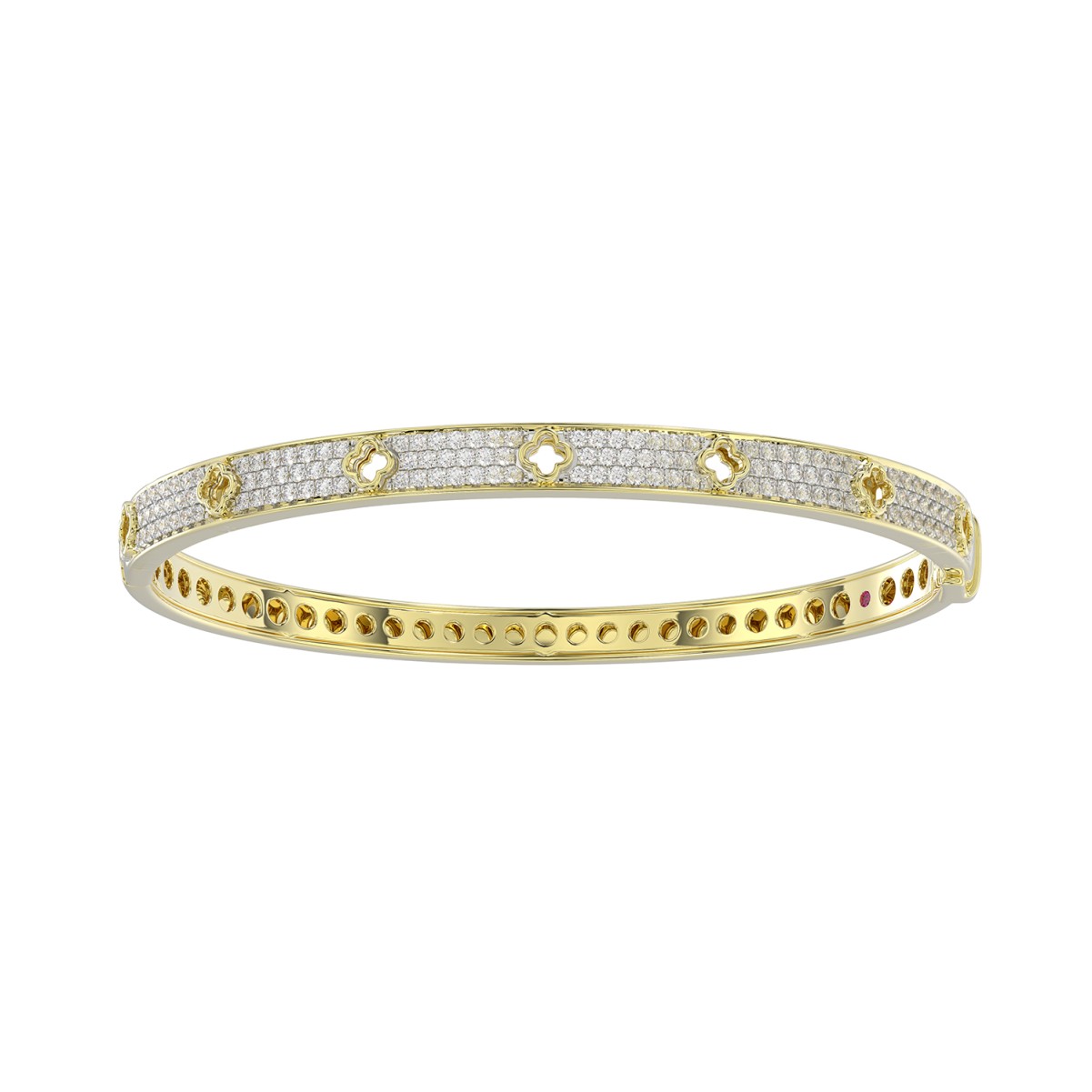 18K YELLOW GOLD 1CT ROUND DIAMOND LADIES BANGLE 