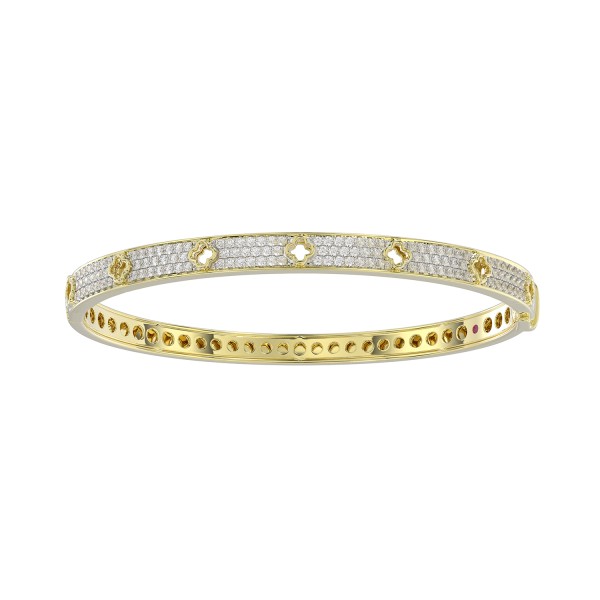 18K YELLOW GOLD 1CT ROUND DIAMOND LADIES BANGLE ...