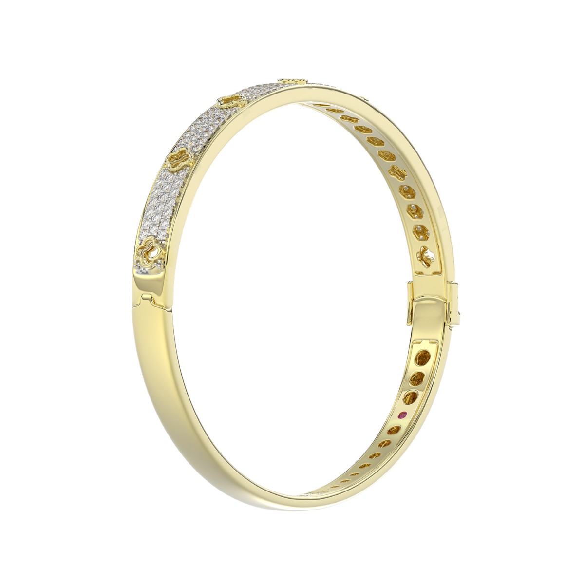 18K YELLOW GOLD 1CT ROUND DIAMOND LADIES BANGLE 