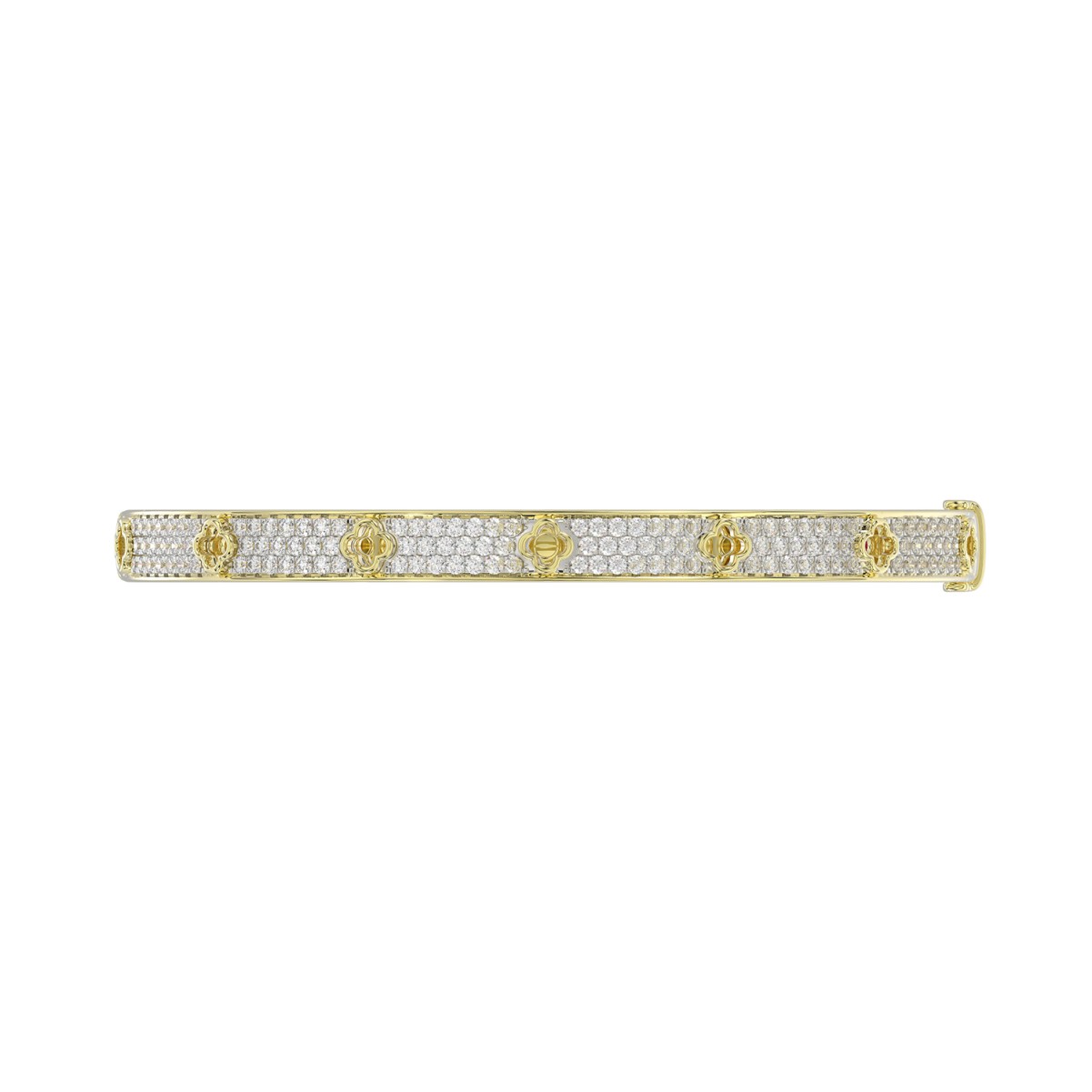 18K YELLOW GOLD 1CT ROUND DIAMOND LADIES BANGLE 