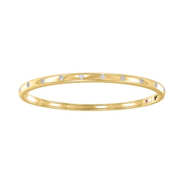 18K YELLOW GOLD 1/2CT ROUND DIAMOND LADIES BANGLE 