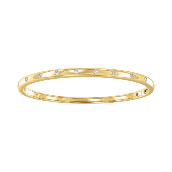 18K YELLOW GOLD 1/2CT ROUND DIAMOND LADIES BANGLE ...