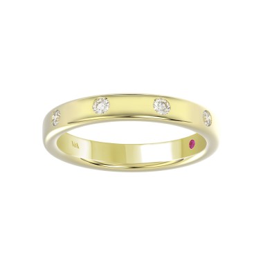 18K YELLOW GOLD 1/6CT ROUND DIAMOND LADIES BAND 