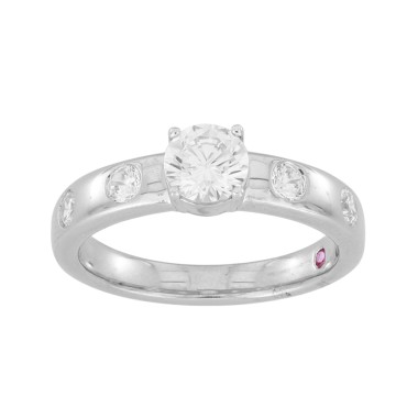 18K WHITE GOLD 1.00CT ROUND DIAMOND LADIES RING (CENTER STONE ROUND DIAMOND 3/4CT)