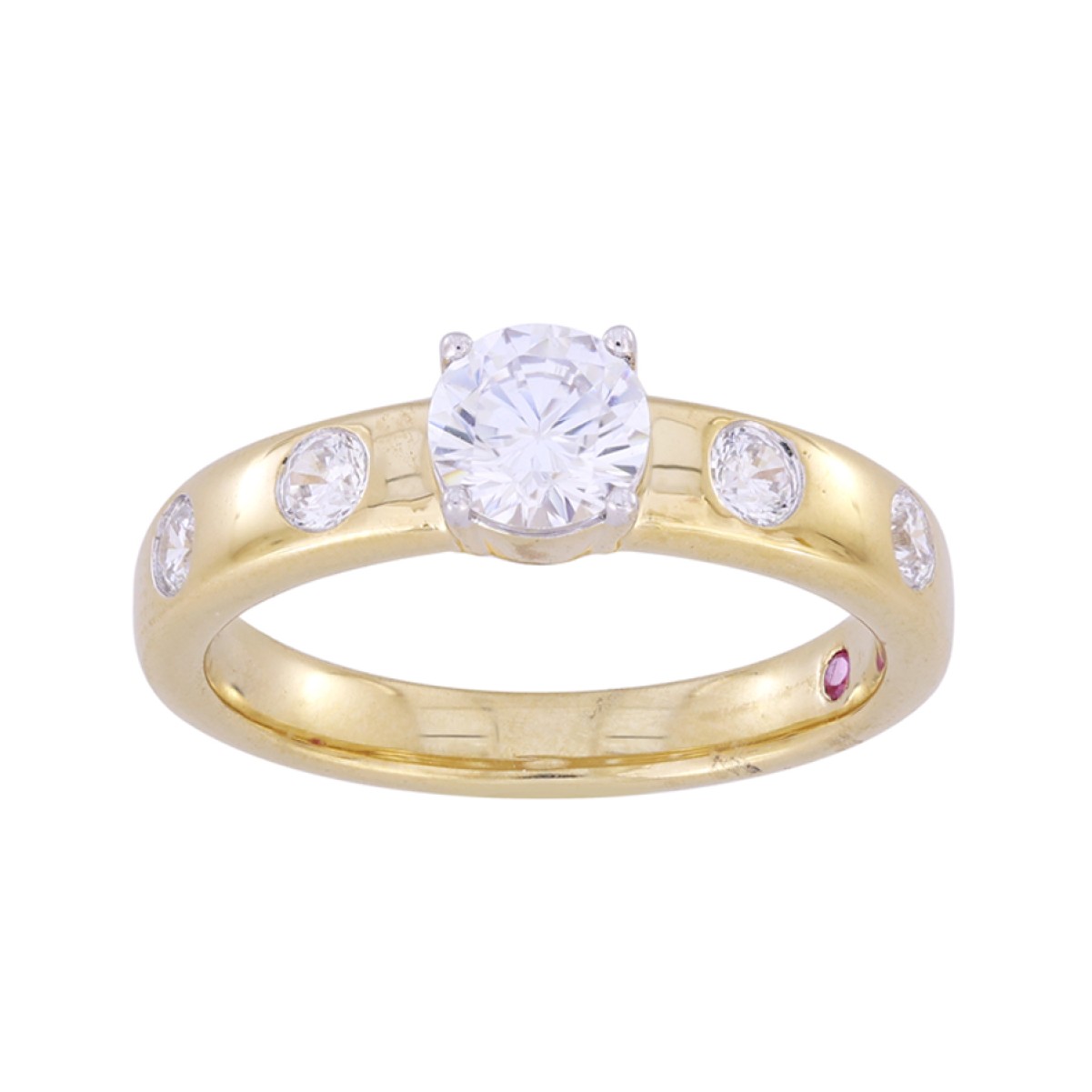 18K YELLOW GOLD 1.00CT ROUND DIAMOND LADIES RING (CENTER STONE ROUND DIAMOND 3/4CT)