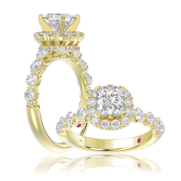 18K YELLOW GOLD 2.00CT ROUND/PRINCESS/DIAMOND SEMI...