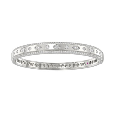 18K WHITE GOLD 2 1/2CT ROUND/MARQUISE DIAMOND LADIES BANGLE 