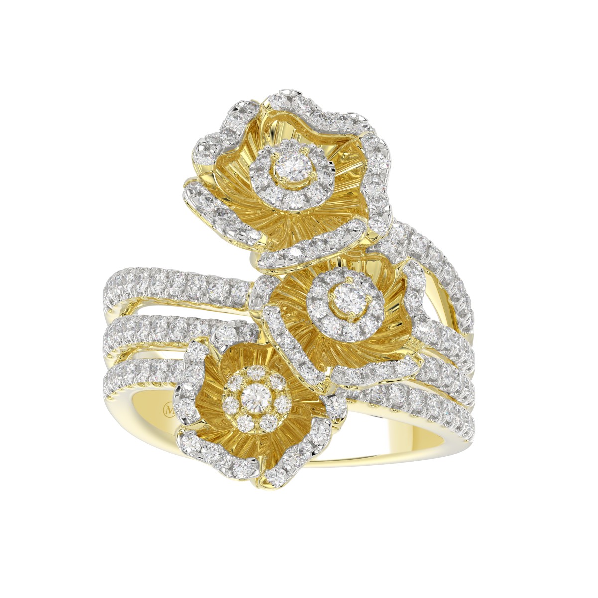 18K YELLOW GOLD 1CT ROUND DIAMOND LADIES RING 