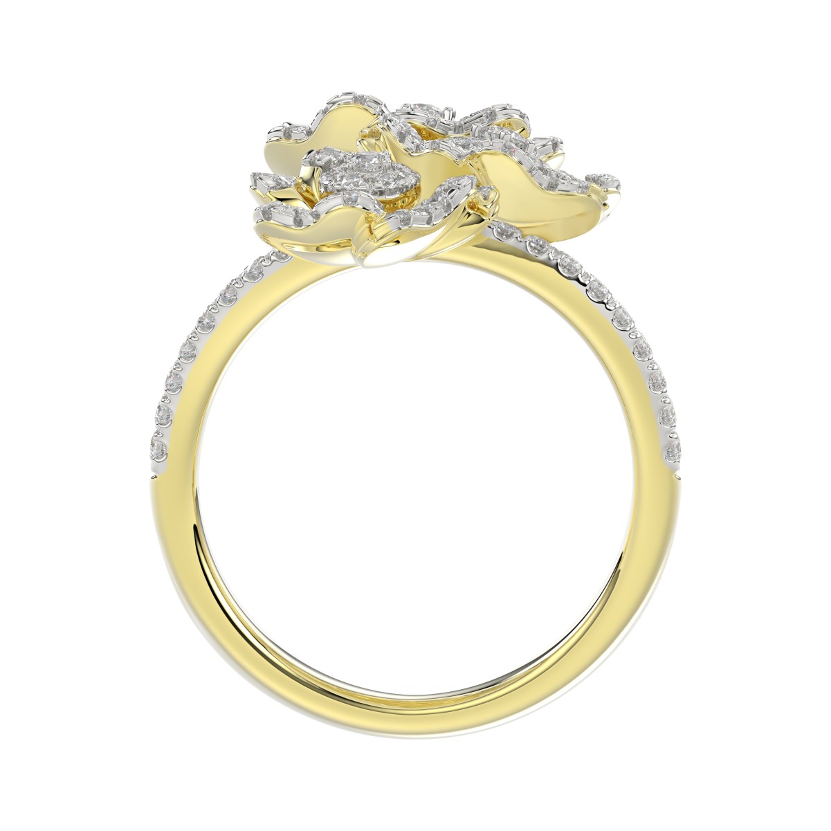 18K YELLOW GOLD 1CT ROUND DIAMOND LADIES RING 